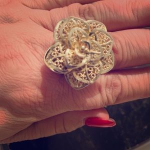 925 Large Silver Flower Ring